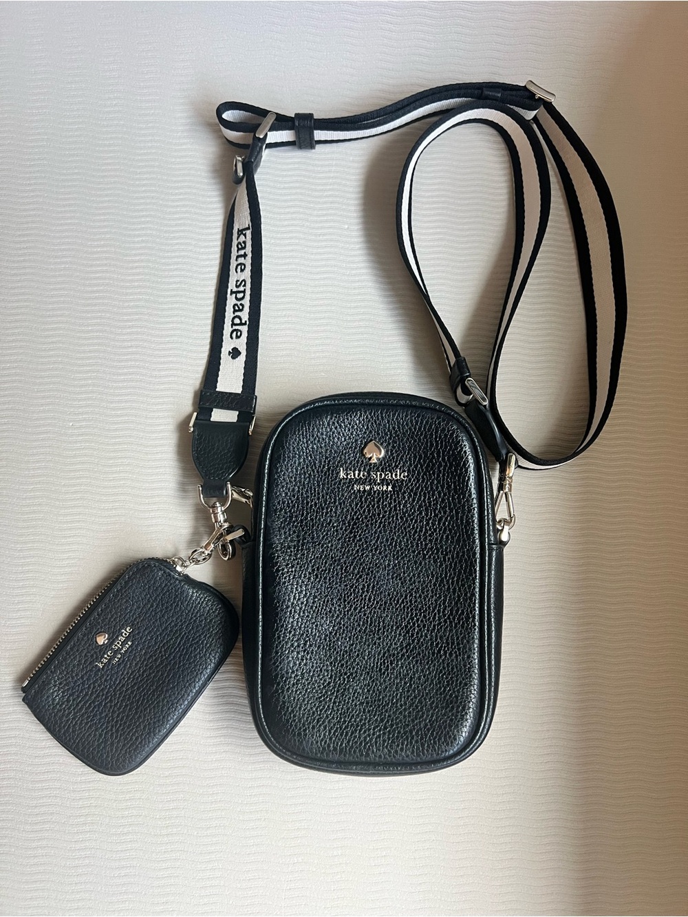 Kate Spade Rosie North/South Phone Crossbody, black pebbled leather NWOT